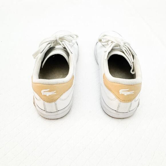 Lacoste White Tennis Sneaker Shoes White Cream Size 7 - Picture 2 of 7